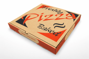 14" Brown Printed Pizza Boxes